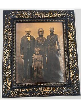 OOAK Framed Print Creepy Ephemera Skeleton Family Dark Decor Oddity Curiosity